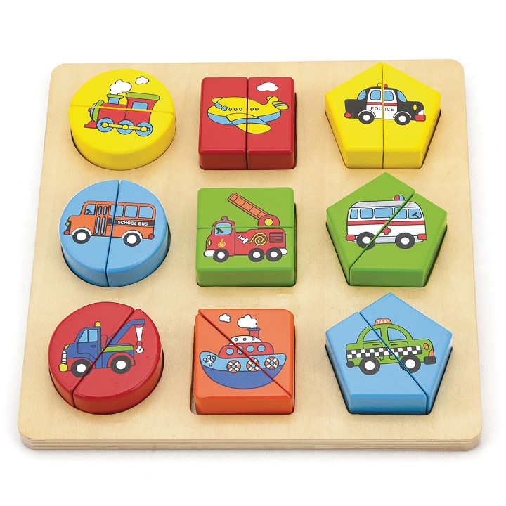 Geometry shape sorting puzzle - vehicles